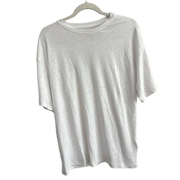 NWT Madewell Linen-Blend Crewneck Oversized Tee In White Size Large - Picture 3 of 6